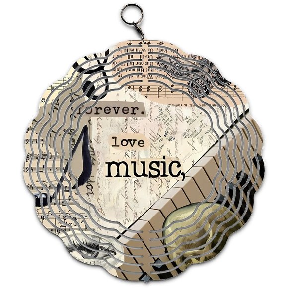 Music Notes Collage Scrapbook Design Wind Spinner - Picture 1 of 3